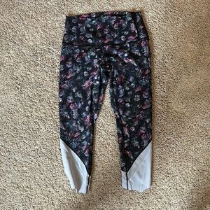 lululemon athletica Floral Black and Gray Leggings